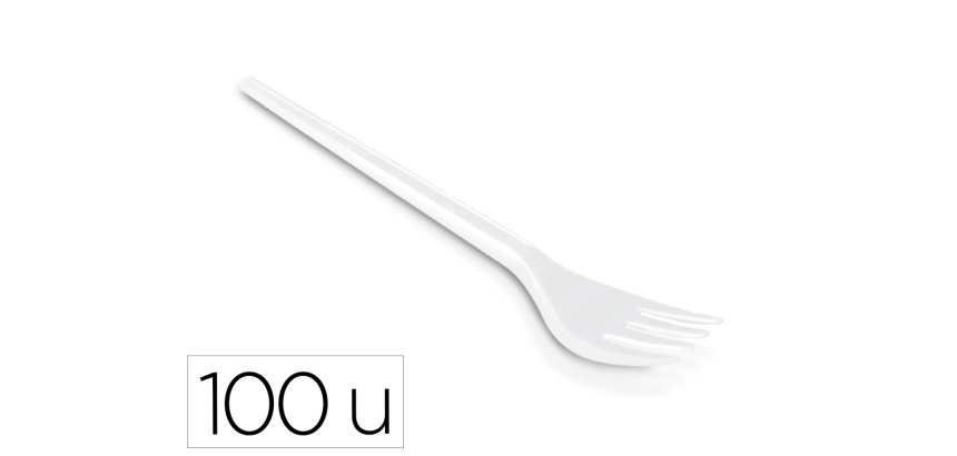 Tenedor de plastico blanco reutilizable paquete de 100 unidades