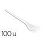 Tenedor de plastico blanco reutilizable paquete de 100 unidades
