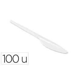 Cuchillo de plastico blanco reutilizable paquete de 100 unidades