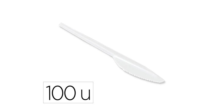 Cuchillo de plastico blanco reutilizable paquete de 100 unidades