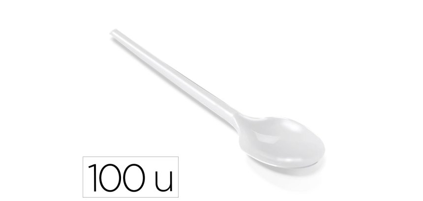 Cucharilla de plastico blanco reutilizable paquete de 100 unidades