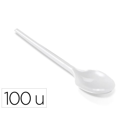 Cucharilla de plastico blanco reutilizable paquete de 100 unidades