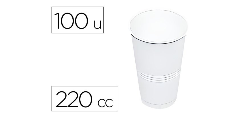 Vaso de plastico blanco 220 cc paquete de 100 unidades