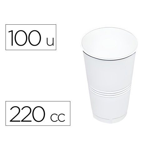 Vaso de plastico blanco 220 cc paquete de 100 unidades