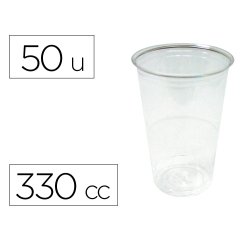 Vaso de plastico transparente 330 cc paquete de 50 unidades
