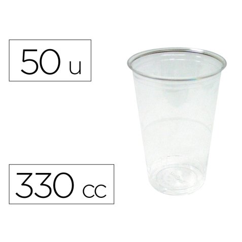 Vaso de plastico transparente 330 cc paquete de 50 unidades