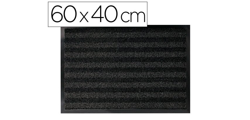 Alfombra para suelo q-connect premium para interiores antideslizante fibra polipropileno y fieltro gris 60x40 cm