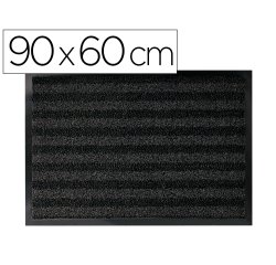 Alfombra para suelo q-connect premium para interiores antideslizante fibra polipropileno y fieltro gris 90x60 cm
