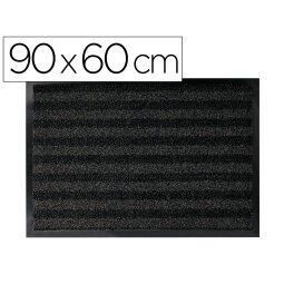Alfombra para suelo q-connect premium para interiores antideslizante fibra polipropileno y fieltro gris 90x60 cm