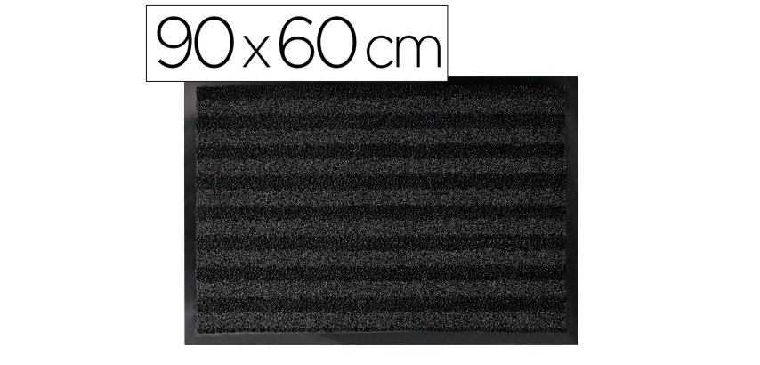 Alfombra para suelo q-connect premium para interiores antideslizante fibra polipropileno y fieltro gris 90x60 cm