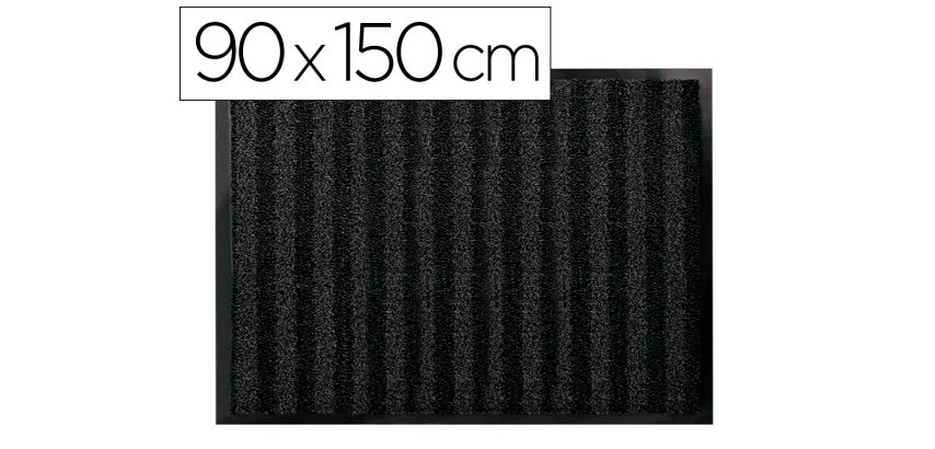 Alfombra para suelo q-connect premium para interiores antideslizante fibra polipropileno y fieltro gris 90x150 cm