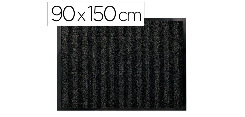 Alfombra para suelo q-connect premium para interiores antideslizante fibra polipropileno y fieltro gris 90x150 cm