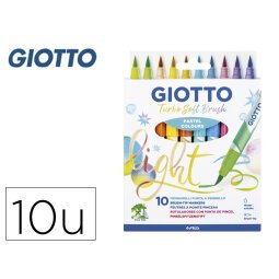 Rotulador giotto turbo soft brush pastel punta de pincel caja de 10 unidades colores surtidos