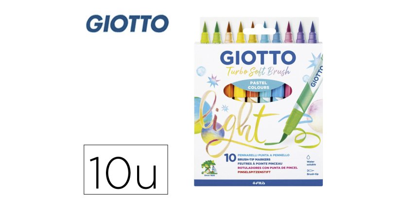 Rotulador giotto turbo soft brush pastel punta de pincel caja de 10 unidades colores surtidos