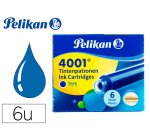 Tinta para plumas pelikan azul real caja 6 cartuchos