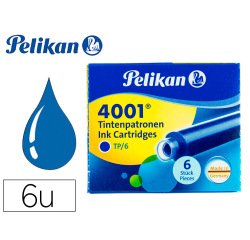 Tinta para plumas pelikan azul real caja 6 cartuchos