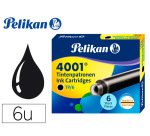 Tinta para plumas pelikan negra caja 6 cartuchos