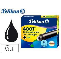 Tinta para plumas pelikan negra caja 6 cartuchos