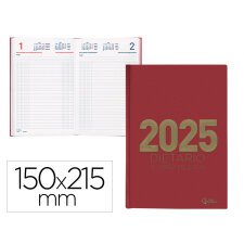 Agenda encuadernada liderpapel dietario 150 x 215 2025 día página color rojo papel 70 gr