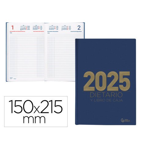 Agenda encuadernada liderpapel dietario 150 x 215 2025 día página color azul papel 70 gr