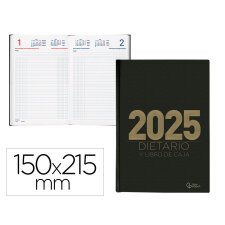 Dietario liderpapel 2025 cuarto 15x21,5 cm color negro papel 70 gr