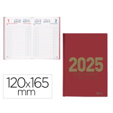 Agenda encuadernada liderpapel dietario 120 x 165 2025 día página color rojo papel 70 gr