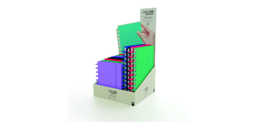 Cuaderno igeniox foam intenso cuadricula expositor de 12 unidades surtidas