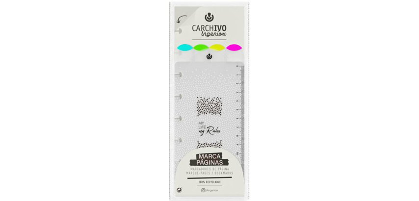 Marcapaginas carchivo ingeniox polipropileno transparente/neon 4 posiciones