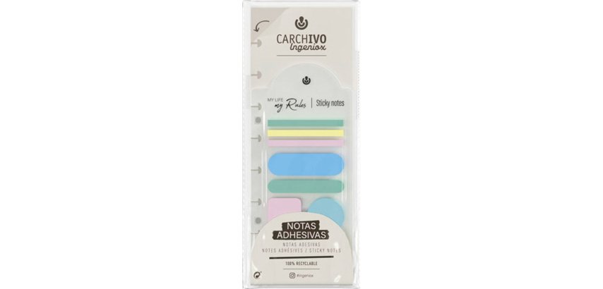 Bloc de notas adhesivas carchivo ingeniox irregular colores pastel