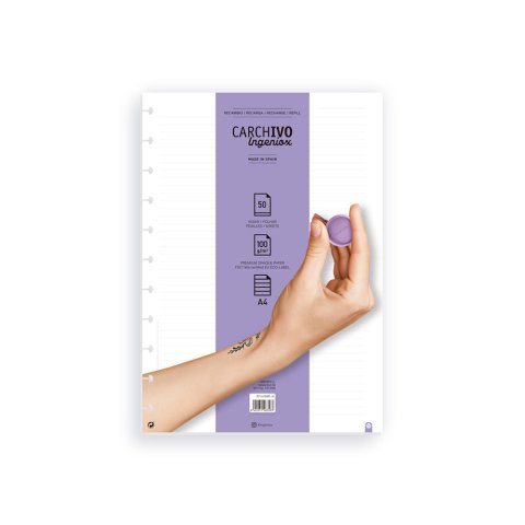 Recambio cuaderno carchivo ingeniox A4 50 hojas horizontal