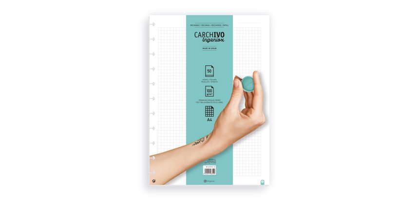 Recambio cuaderno carchivo ingeniox a4 50 hojas cuadricula