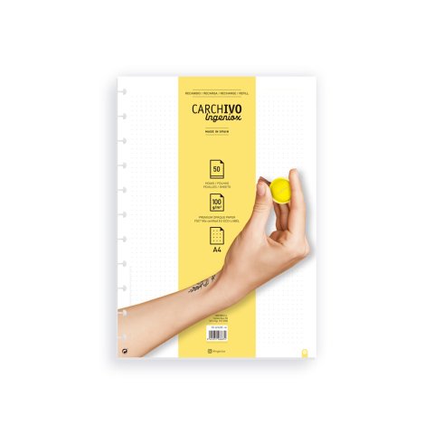 Recambio cuaderno carchivo ingeniox A4 50 hojas dots