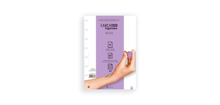 Recambio cuaderno carchivo ingeniox a5 50 hojas horizontal