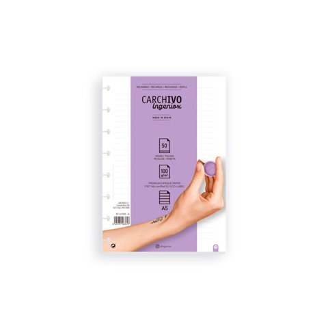 Recambio cuaderno carchivo ingeniox A5 50 hojas horizontal