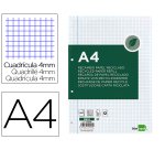 Recambio liderpapel a4 100 hojas papel reciclado 100% 80gr cuadro 4mm con margen 4 taladros