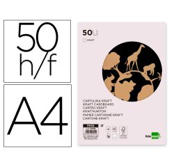 Cartulina kraft liderpapel a4 180g/m2 paquete de 50 hojas