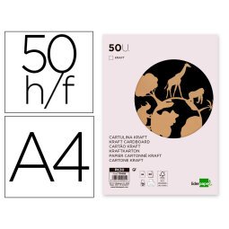 Cartulina kraft liderpapel a4 180g/m2 paquete de 50 hojas