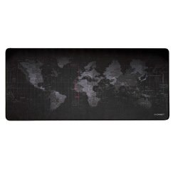 Alfombrilla para raton q-connect xxl negra con diseño mapa del mundo 900x400 mm