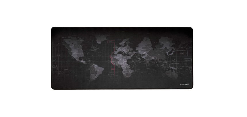 Alfombrilla para raton q-connect xxl negra con diseño mapa del mundo 900x400 mm