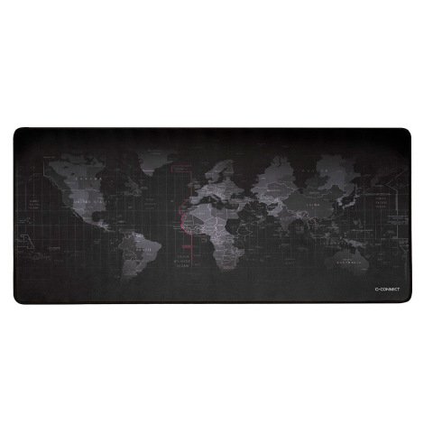 Alfombrilla para raton q-connect xxl negra con diseño mapa del mundo 900x400 mm