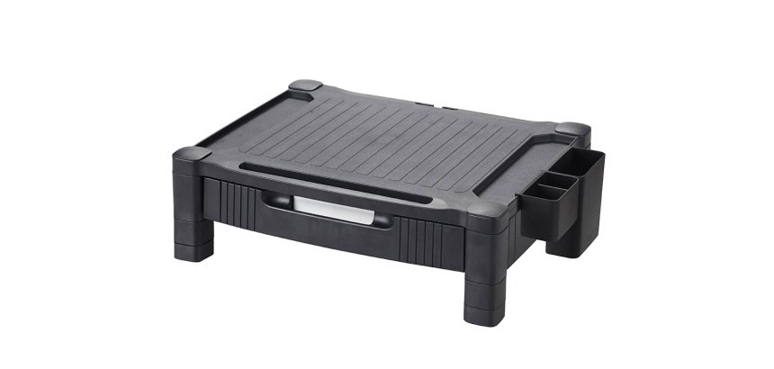 Soporte q-connect para monitor /impresora ajustable altura 10,3cm a 13,3cm con cajon color negro 434x336x133 mm