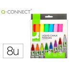 Rotulador q-connect tiza liquida punta redonda trazo 3 mm caja de 8 unidades colores surtidos