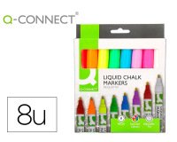 Rotulador q-connect tiza liquida punta redonda trazo 3 mm caja de 8 unidades colores surtidos