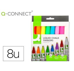Rotulador q-connect tiza liquida punta redonda trazo 3 mm caja de 8 unidades colores surtidos
