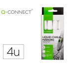 Rotulador q-connect tiza liquida punta redonda trazo 3 mm caja de 4 unidades color blanco