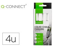 Rotulador q-connect tiza liquida punta redonda trazo 3 mm caja de 4 unidades color blanco