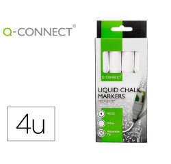 Rotulador q-connect tiza liquida punta redonda trazo 3 mm caja de 4 unidades color blanco