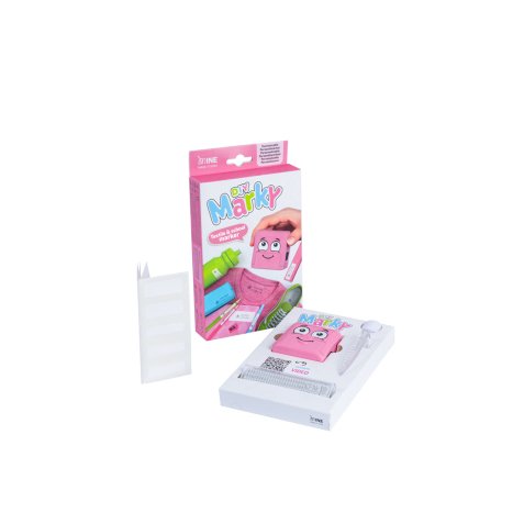 Sello marcador de ropa marky infantil rosa incluye tinta kit de etiquetas y cinta termoadhesiva