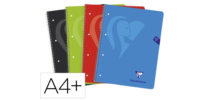 Cuaderno espiral clairefontaine notebook tapa polipropileno din a4+ micro 120h 90 gr 5 bandas color