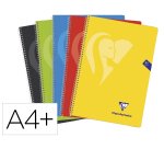 Cuaderno espiral clairefontaine tapa polipropileno folio 80 hojas 90 gr cuadro 4mm colores